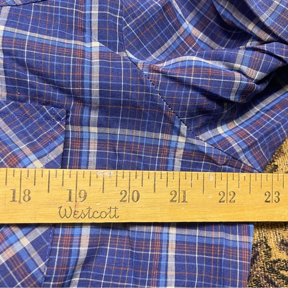 Vtg 80s Hi Gear‎ Shirt Pearl Snap Blue Plaid Cowboy Western Mens Size L - Picture 4 of 7